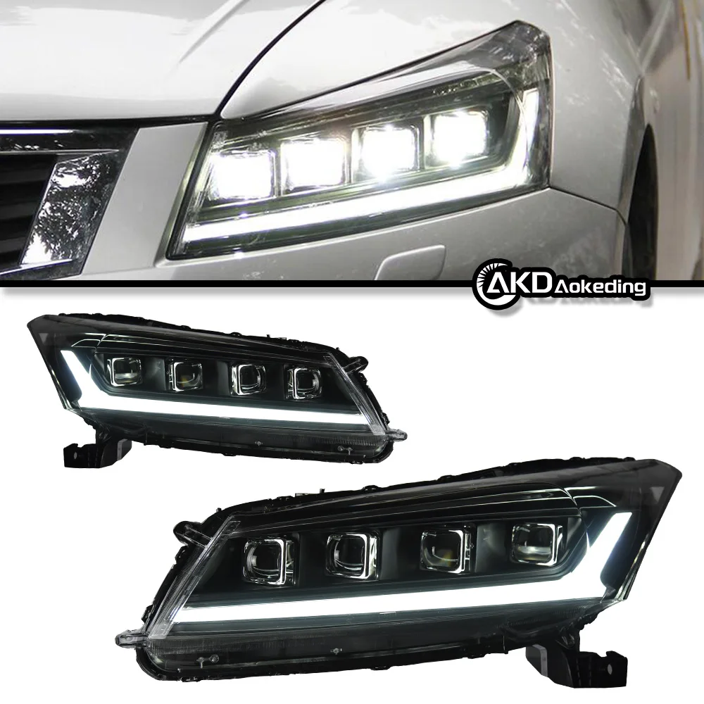 Car Lights For Accord LED Headlight 2008-2012 Dynamic Signal LED DRL Hid Head Lamp Angel Eye 4 Lens Accessories