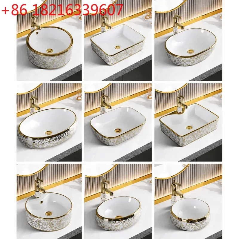 YAO Square Platform Oval Ceramic Wash Basin Artistic Bathroom Sink Household Countertop Washbasin Modern Vanity Basin for Home