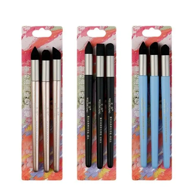 Soft Sponge Mixing Stumps, Oil Pastel Smudge Pen Multi Shape Tips For Artists Drawing Painting 2/3Pcs
