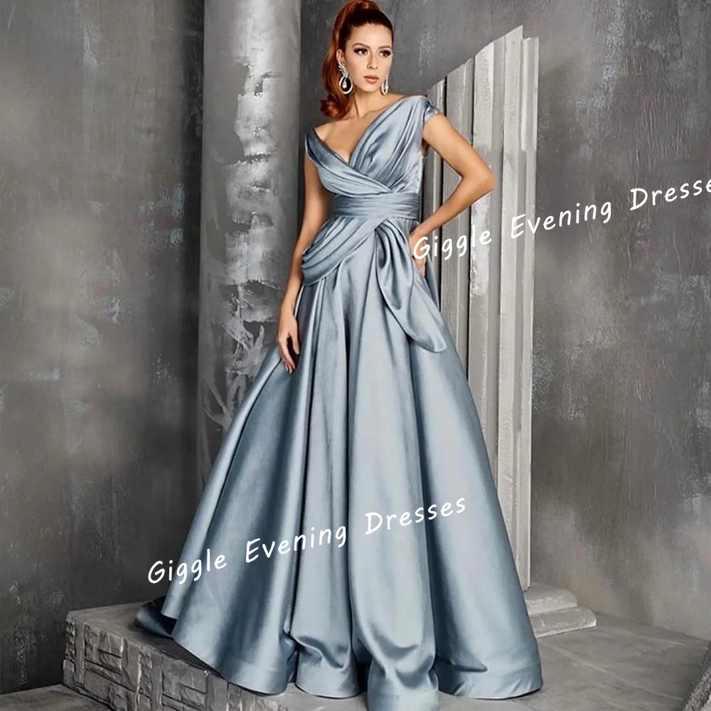 

Satin Pleating Off-Shoulder فساتين طويلة انيقه سهرة Prom Gown Saudi Arab Gala Floor-Length Elegant Women Evening Dresses 2024