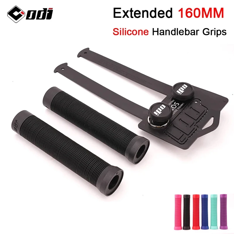 

ODI 160MM Extended Soft Silicone Bike Grips - Anti-Slip Shockproof Comfortable Handlebar Grips for XC AM DH FR BMX MTB Cycling