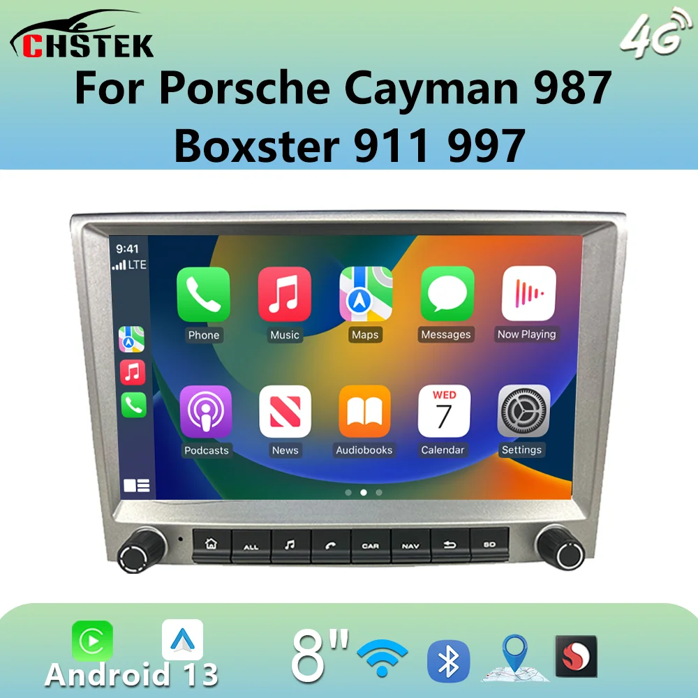 Radio Samochodowe CHSTEK Android13 720P For Porsche 911 997 987 Cayman Boxster 1998-2006 Bezprzewodowy CarPlay Android Auto GPS