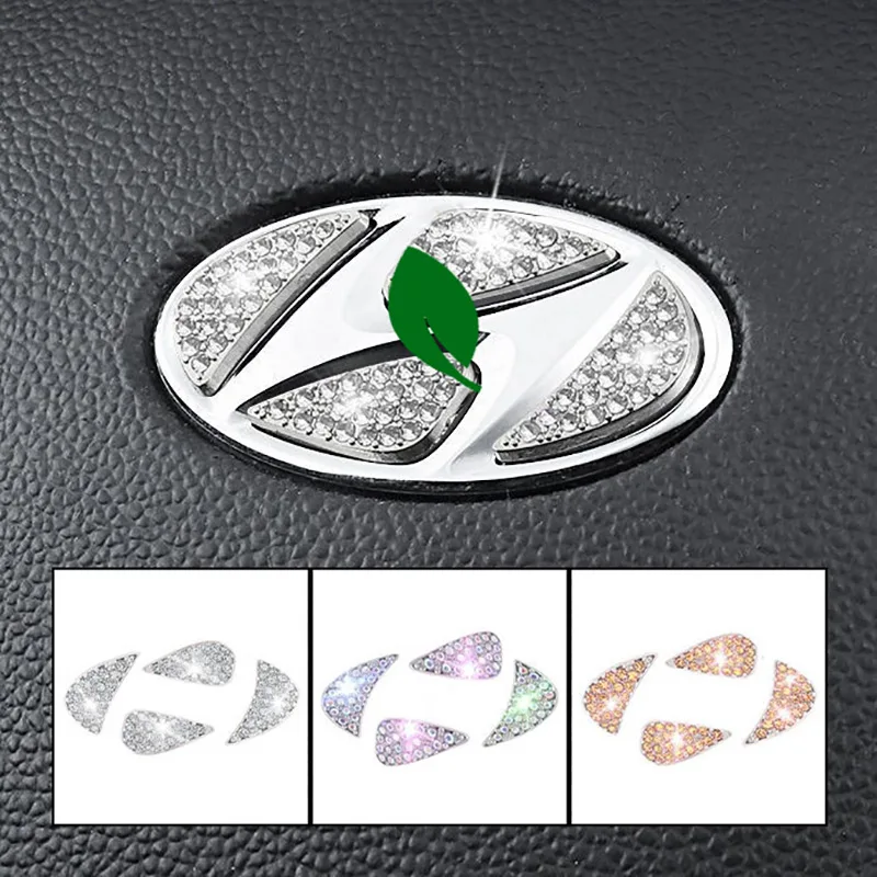 3D Bling Steering Wheel Emblem Sticker Decal Rhinestone Women Accessories Decoration for Hyundai All Models