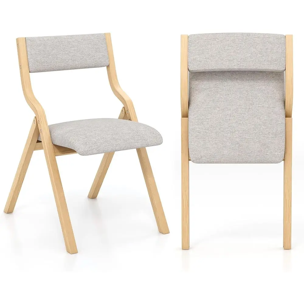 

Set of 2 Linen-Padded Dining Chairs, Ideal for Kitchen Use, Space-Saving Design, Perfect for Events and Parties
