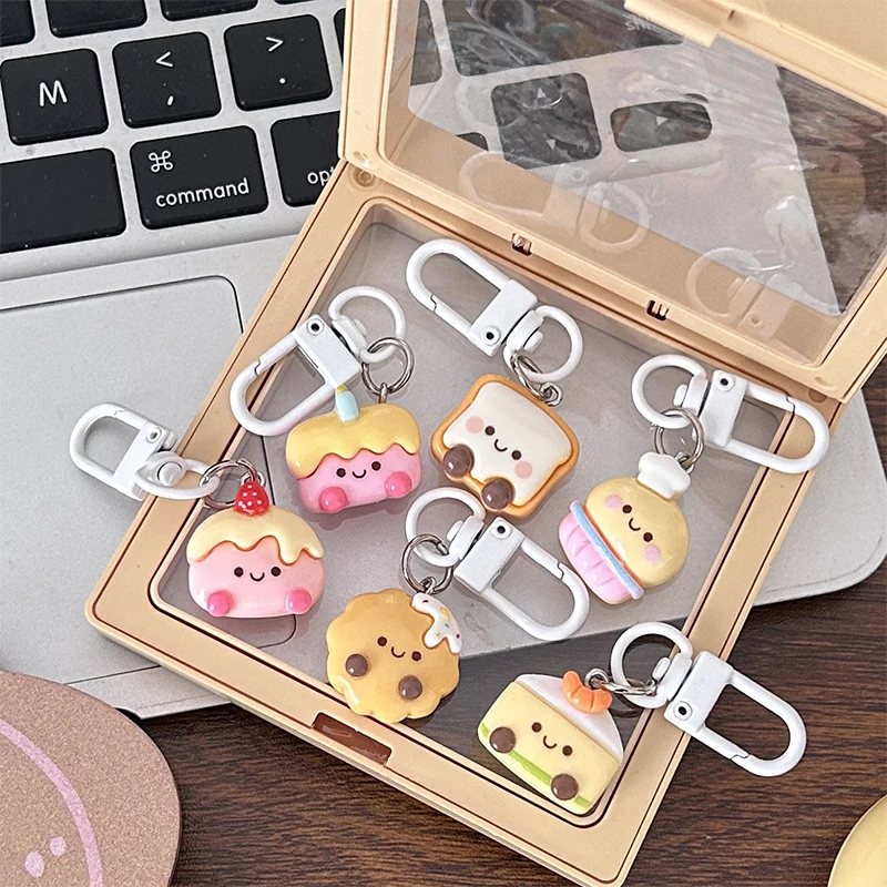 Cartoon Dessert Cookie Cake Toast Keyring Fashion Sweet Doll Pendant Lovely Animal Keychain Backpack Decoration Accessories