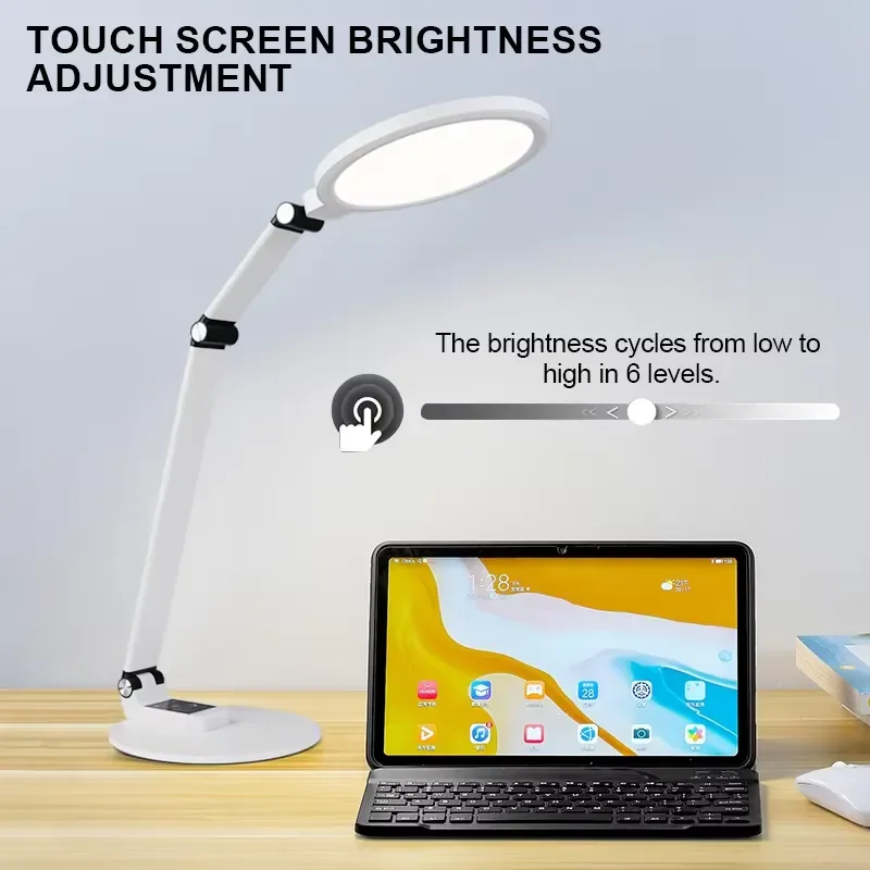 EGH Modern Folding Flexible Healthy Eye Protection LED Full Spectrum Desk Lamp, Suitable for Office Reading and Writing