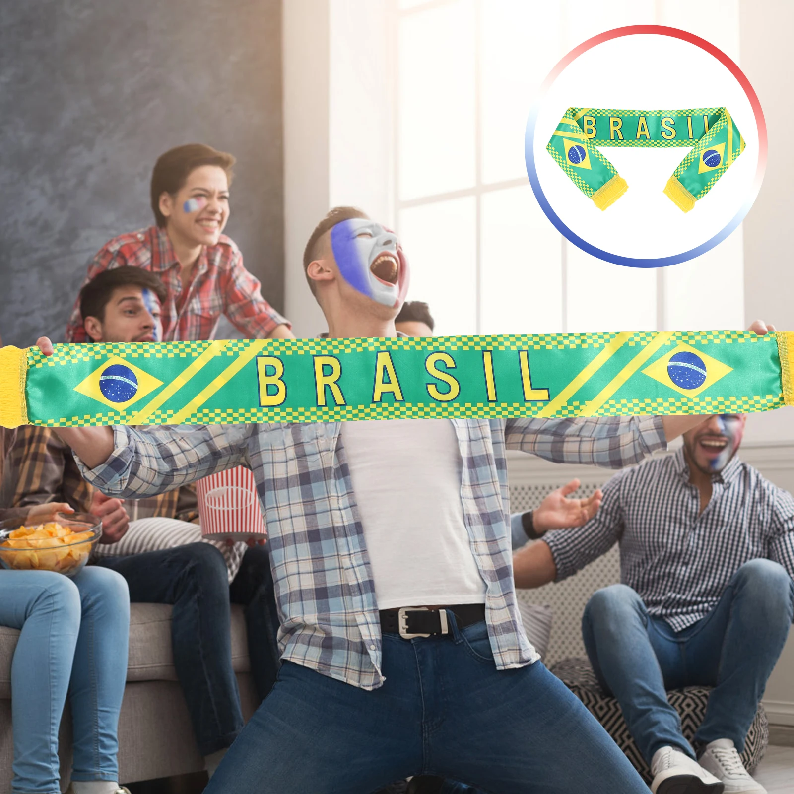 

2 Pcs Scarf Fans Knit Scarfs Sports Gift Neck Football National Soccer
