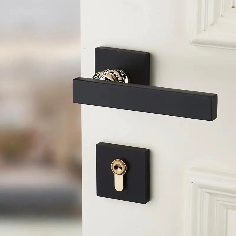 Silent Solid Wood Door Lock Indoor Bedroom Universal Luxury Brass Handle