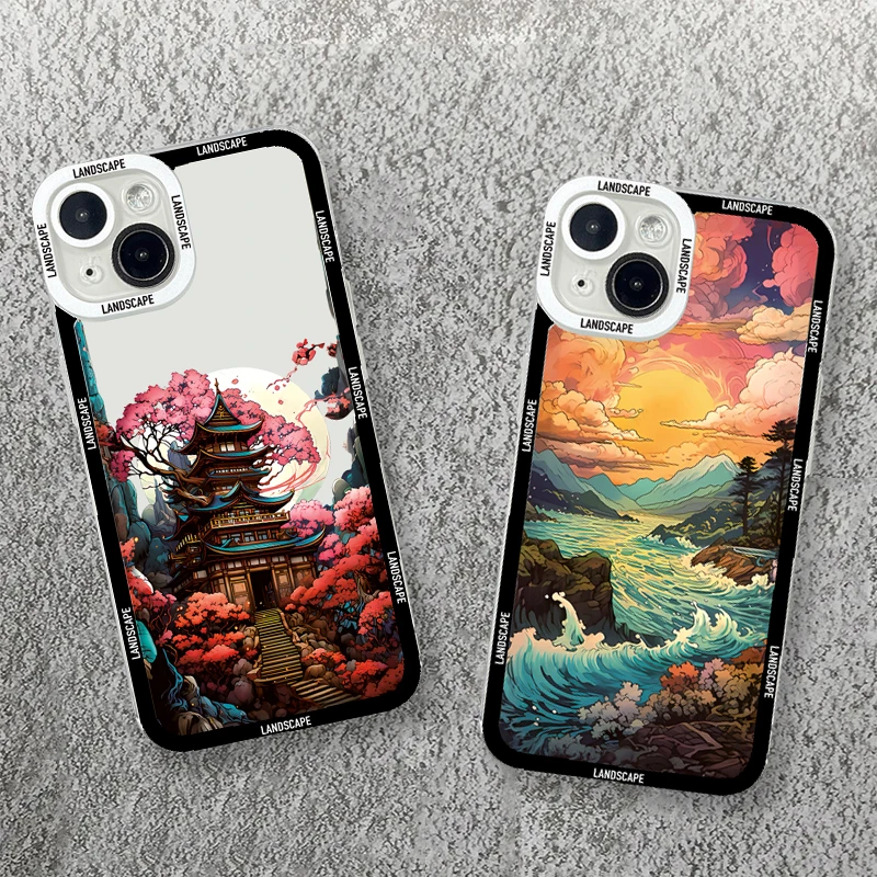 Creative Mountains Landscape Scenery Phone Case For Xiaomi Poco X6 F5 X5 X3 M6 Pro Mi 13T 14 13 12 11 Lite 12T Pro Clear Cover