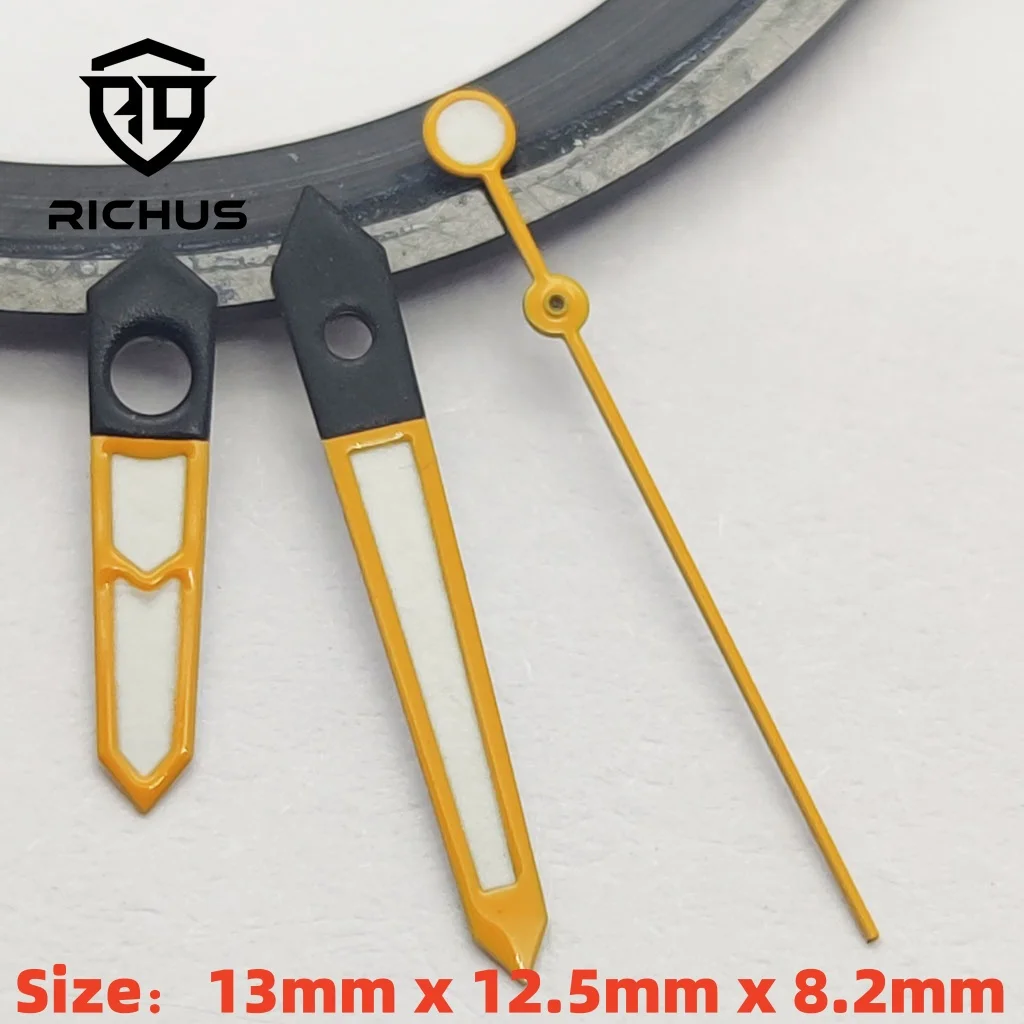 RICHUS Black Orange Green Watch Hands Green Luminous Fit NH34 NH35 NH36 ETA2824 2836 Miyota8215-DG Movement