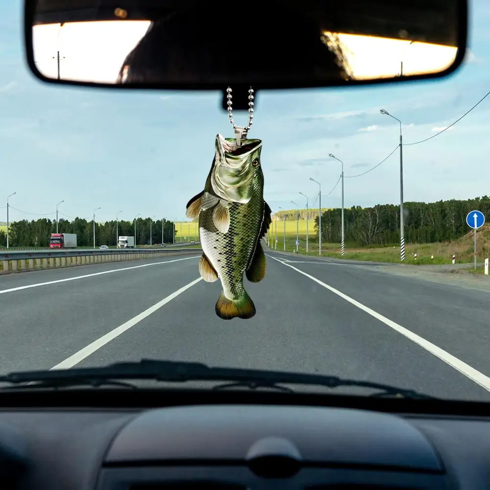 Creative Fish Car Hanging Pendant 2D Flat Acrylic Rearview Mirror Ornament Festive Ocean Theme Decoration for Cars Backpack