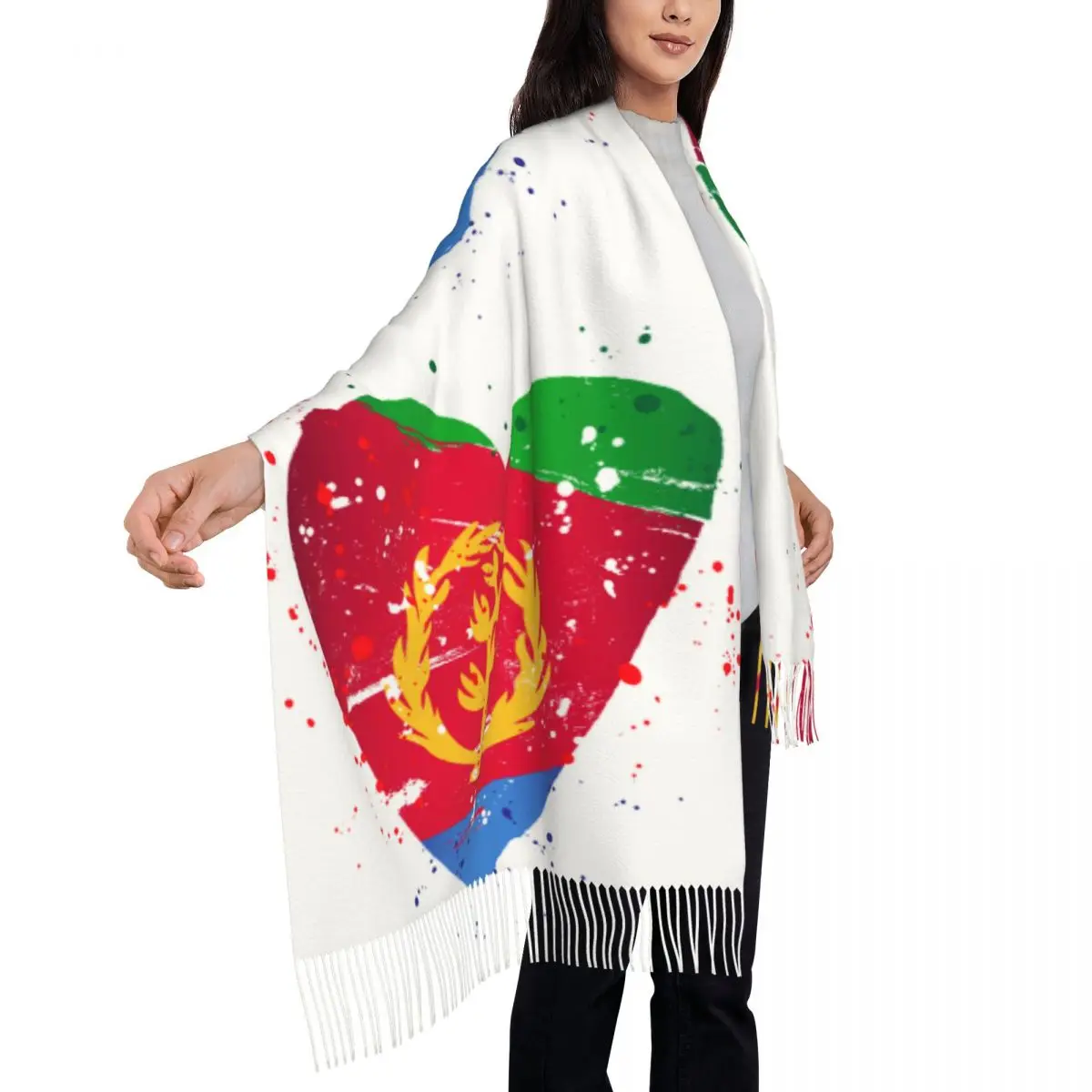 Keep Warm Scarf Autumn Eritrea Flag Holiday Eritrea Heart Eritrean Flag Scarf Men Women Winter Warm Scarves Shawl Wrap Winter