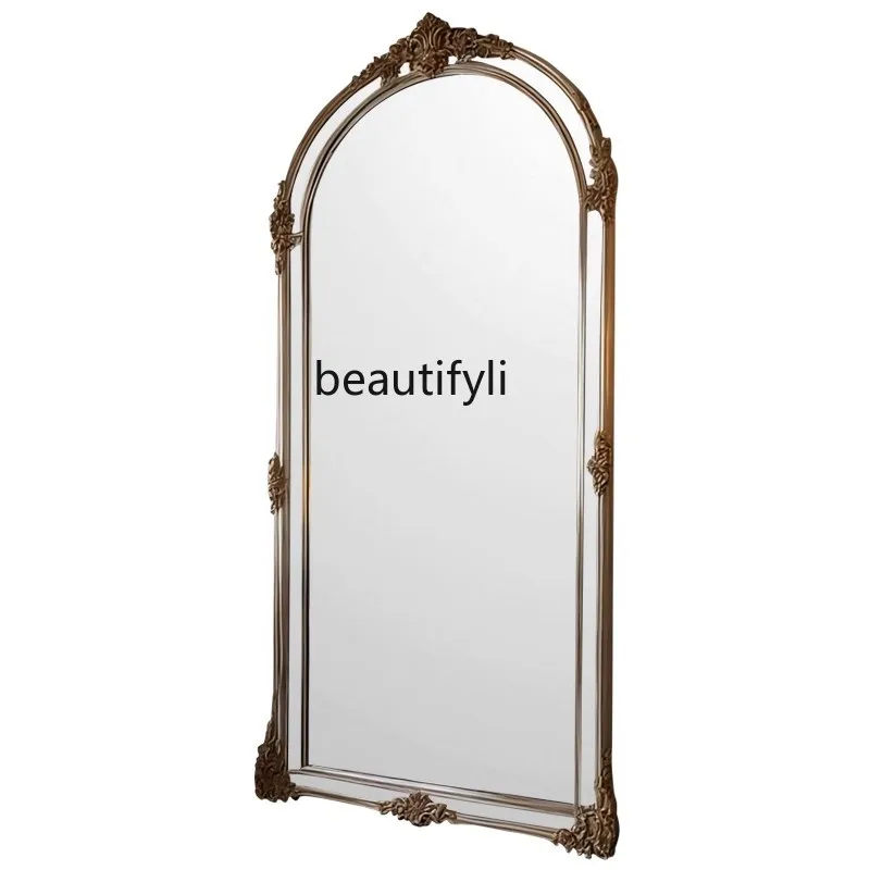 

European home floor-to-ceiling mirror French retro carved dressing mirror custom cloakroom fitting mirror