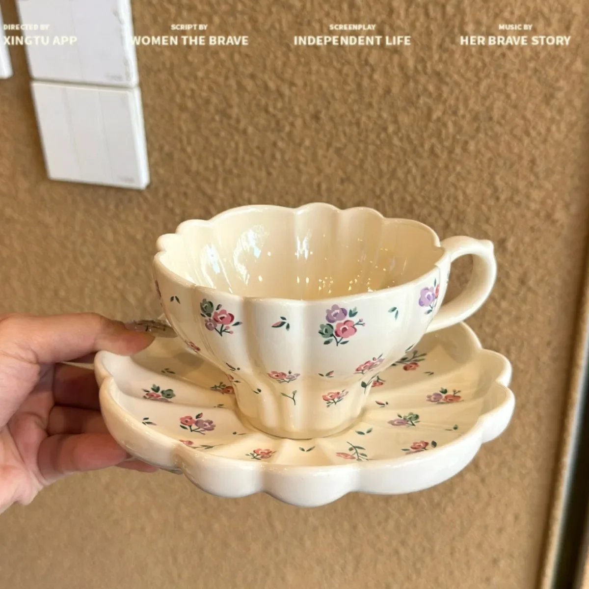 High-End Coffee Cup Niche High-Value Exquisite Gift Afternoon Tea Coffee Cup Saucer Small Flower Cup Large Capacity