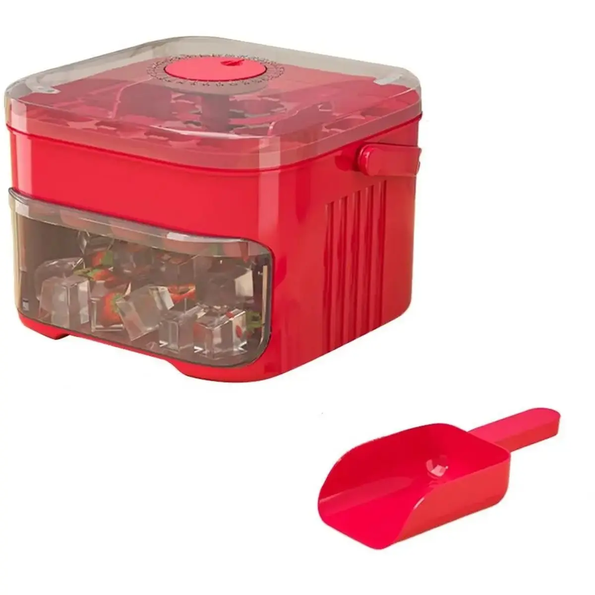 50-Cube Ice Maker with Easy Press Cap Double Layer Maker Refrigerator Household Ice Storage Ice Box