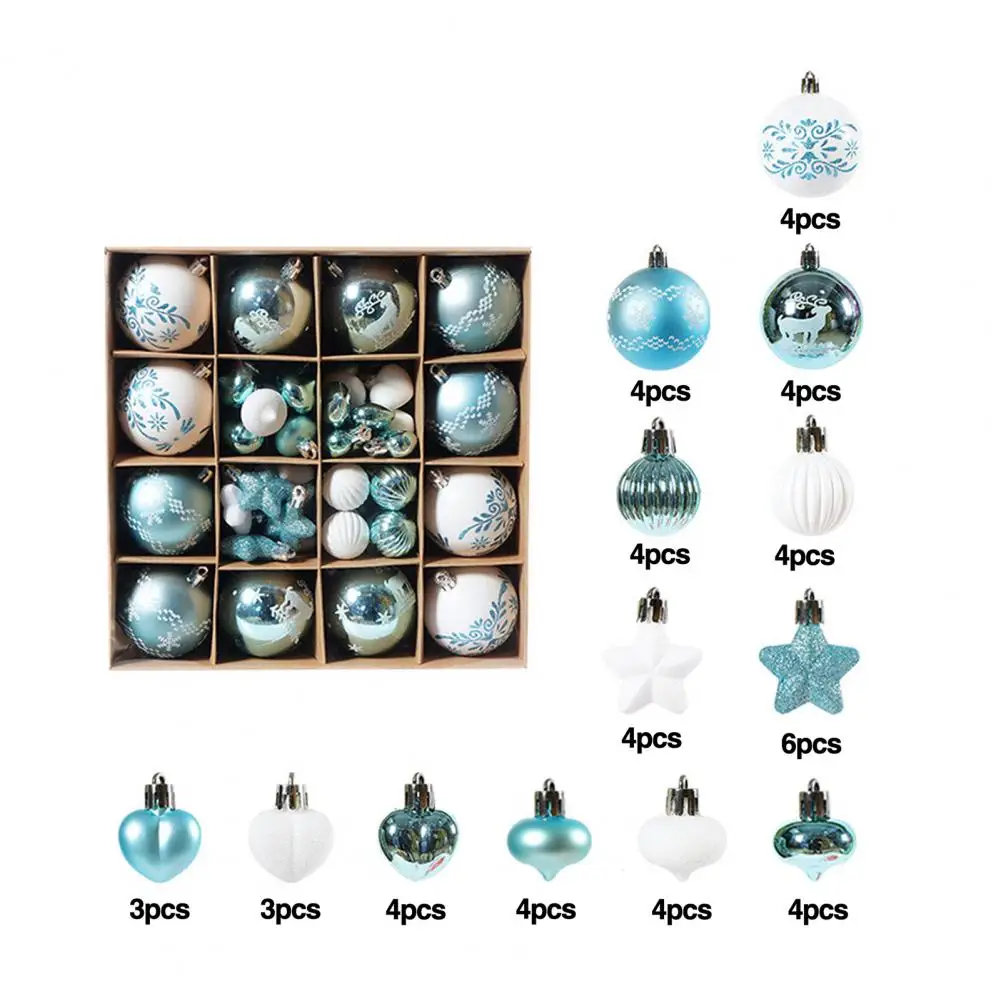 

High-end Restaurant Christmas Decoration Balls Decorative Christmas Balls for Windows 52-piece Assorted Christmas for Festive