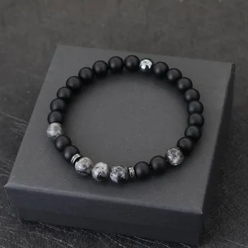 Noter Bracciale da uomo fatto a mano 8mm Onice Occhi di tigre Pietra con perline Bracciale Ematite Guarigione Braslet Cadeau Homme Accessori per il tempo libero