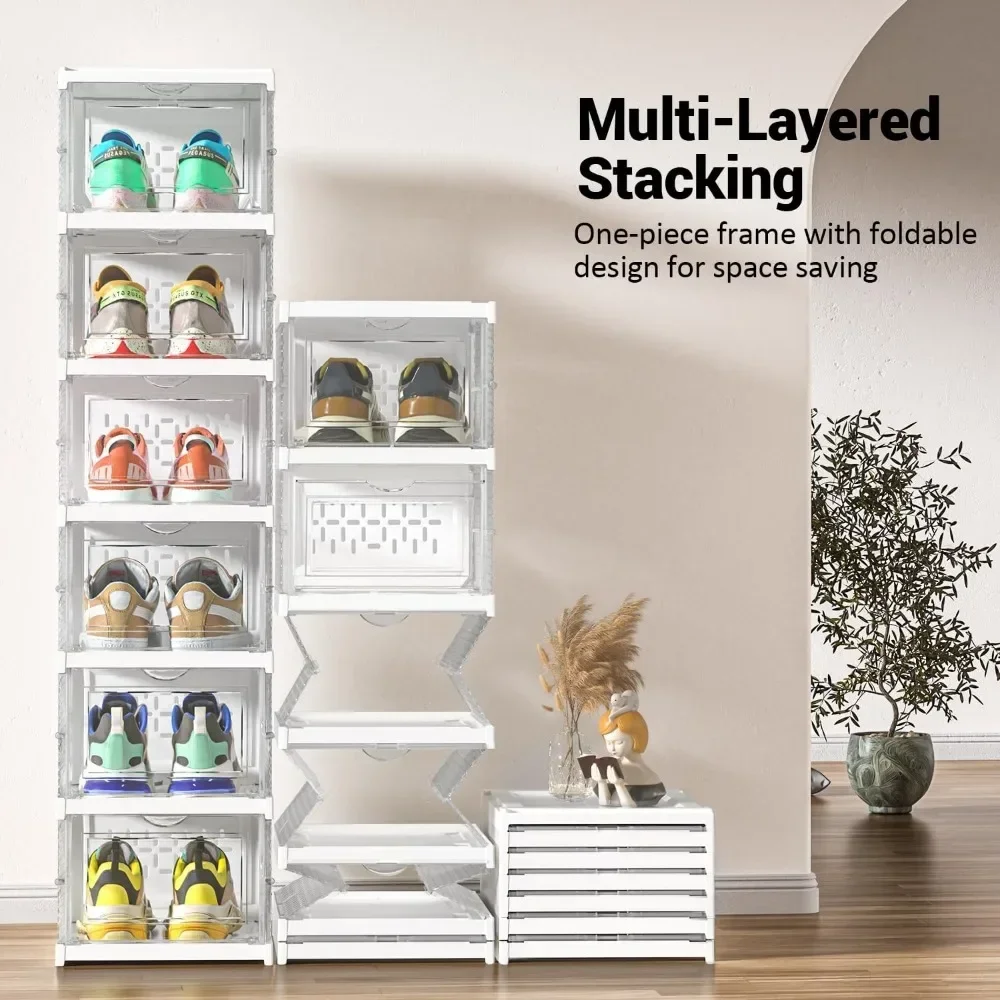 

Shoes Organizer Free Shipping [Installation-Free] Shoe Storage Box 6 Pack Space Saving Shoe Rack for Sneaker Boot Container Room