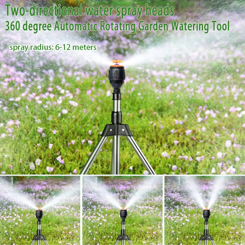 Rotating Tripod Sprinkler 360 Degree Large Area Coverage Automatic Rotating Yard Sprinkler Irrigation Watering System