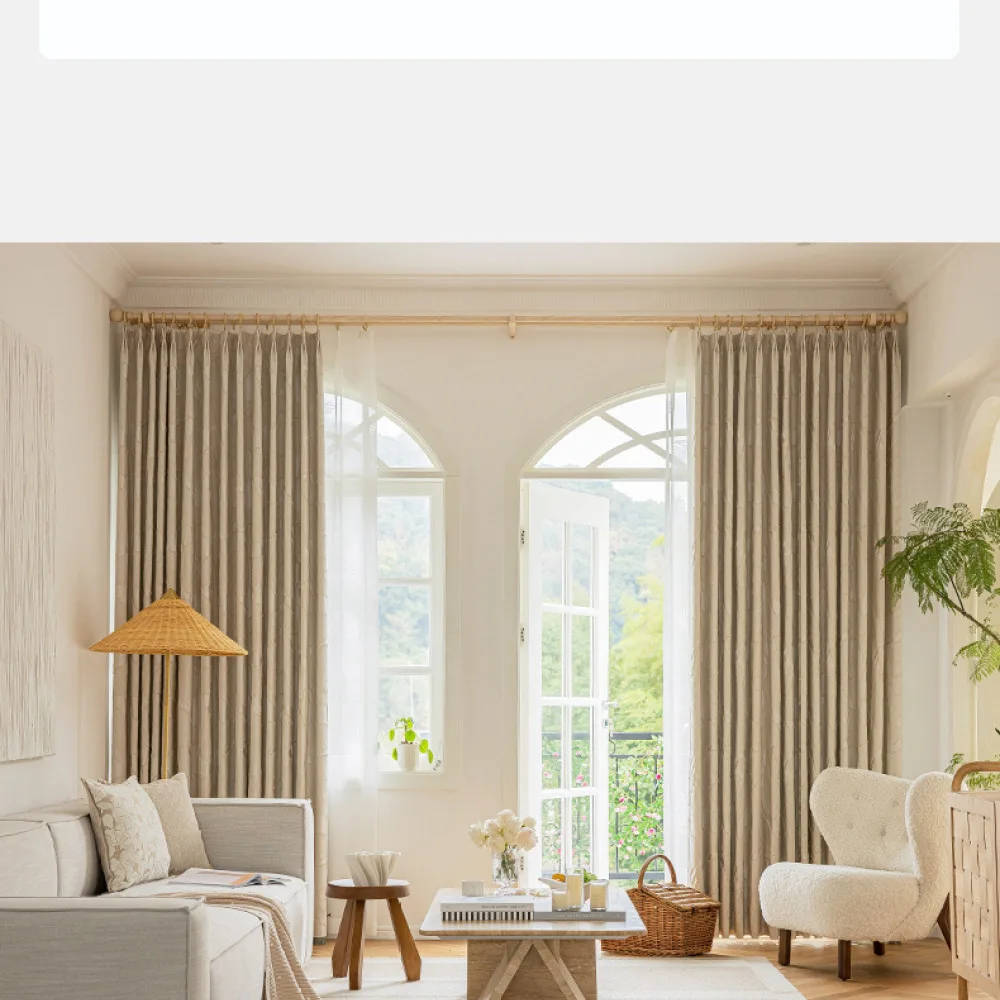 Luxury Gold Leaf Jacquard Curtains Window Treatment Blackout Drapes For Living Room Bedroom Elegant American Style Decor