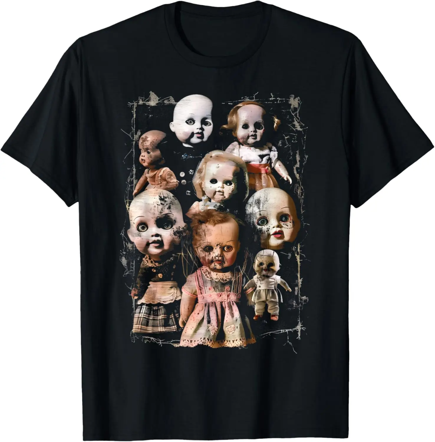 

Creepy Dolls Haunted Possessed Horror Movie Goth Alt Scary T-Shirt