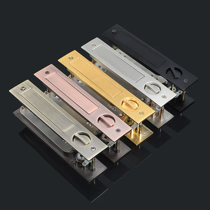 Single-side Sliding Door Press Spring Pocket Door Handle Built-in Pocket Door Lock Hardware Shift Sliding Door Hidden Door Latch