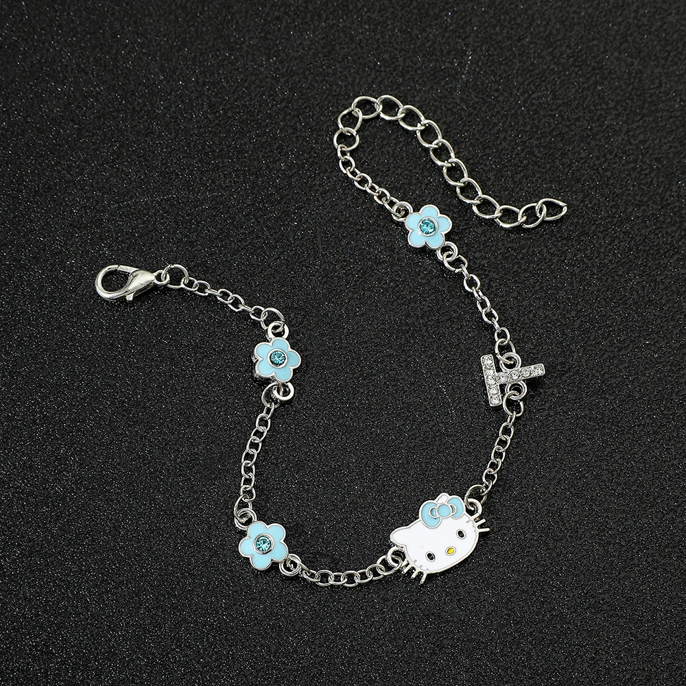 Sanrio Anime HelloKitty Bracelet Popular Cute Moissanite Jewellery Flower Accessories Fashion Cartoon Kitty Bracelet