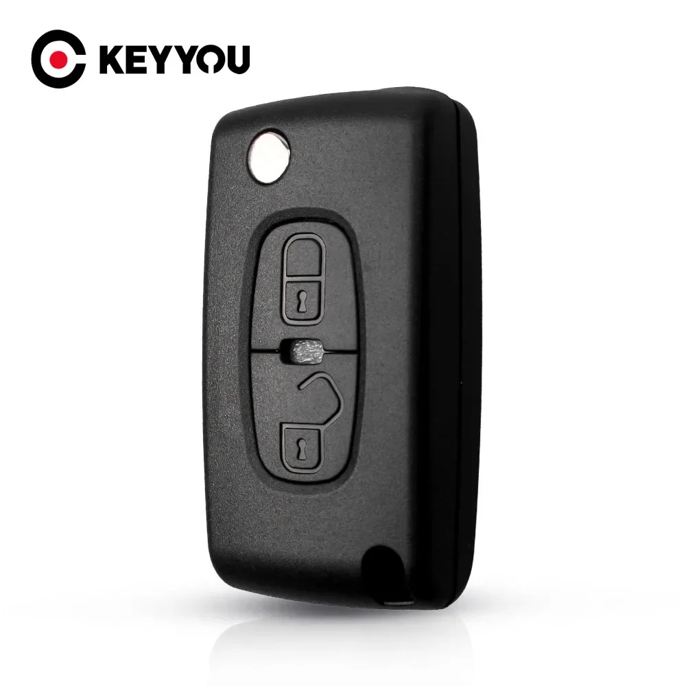 KEYYOU Replacement Flip Remote Car Key Shell Case For Peugeot 4007 ET 4008 For Citroen C-Crosser C4 Aircross Fob 2 Button MIT11R