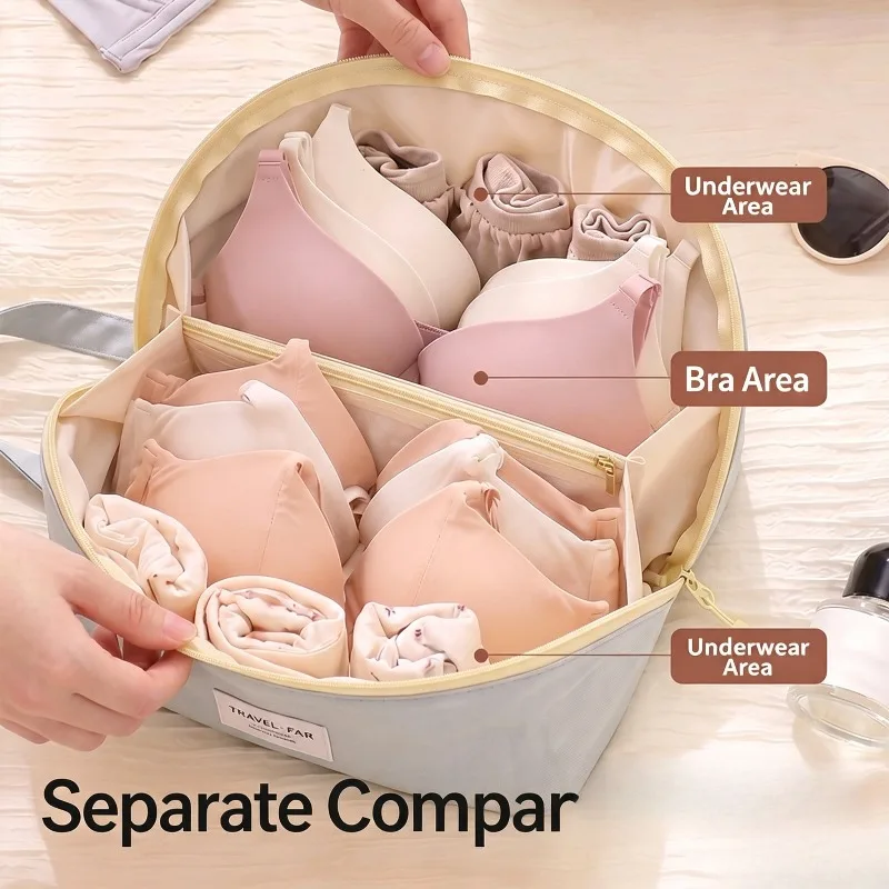 3‑in‑1 Double‑cup Bra Storage Bag Shell Handbag Multi‑layer Travel Underwear Organizer Dust‑proof Pouch for Bra Underpants Socks