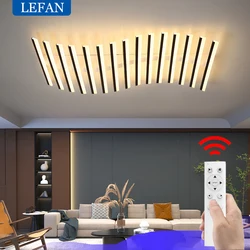 Modern Nordic  LED Ceiling Lamps For Living Dining Room With Remote Control Black Lights Office Bedroom Decor Square Chandeliers