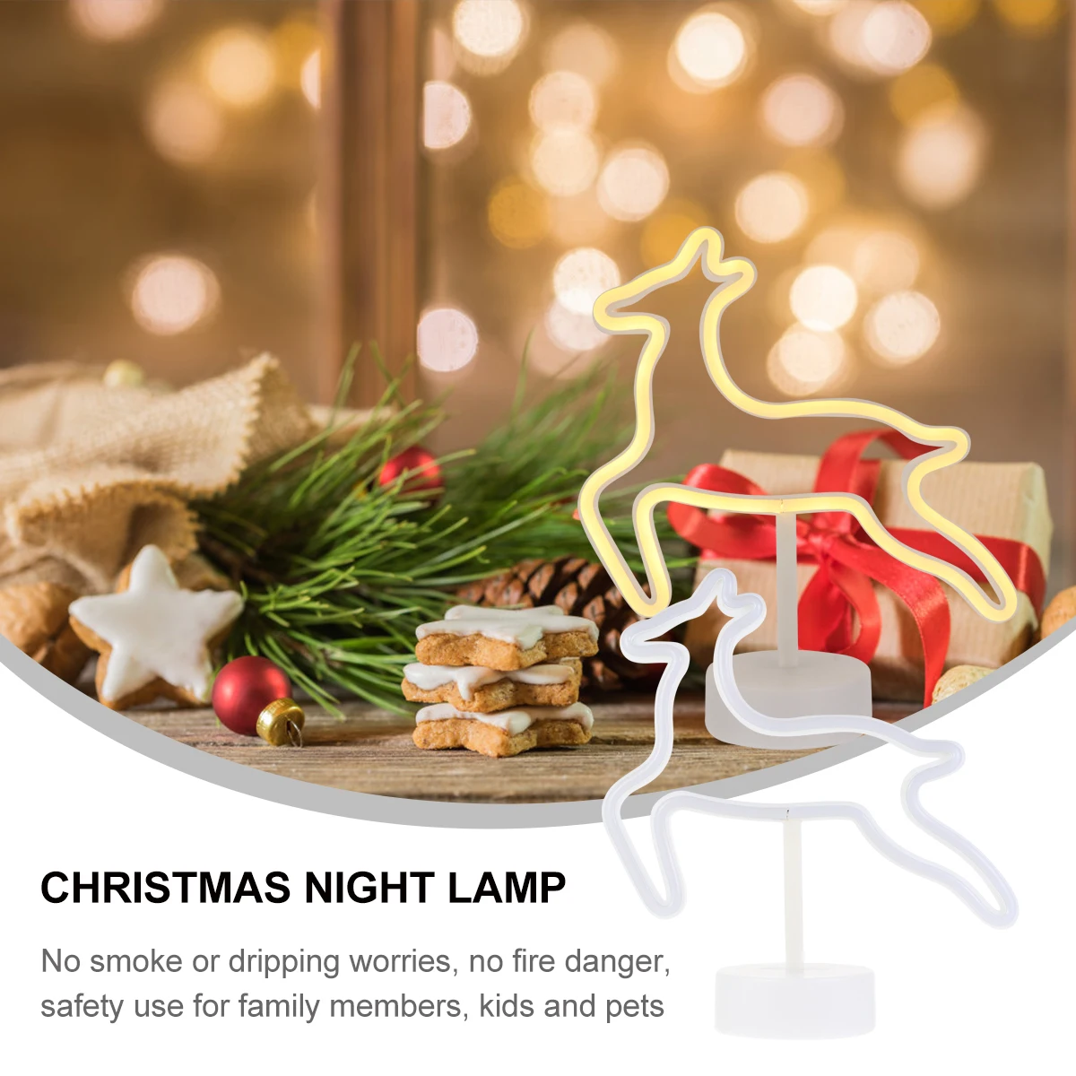 

1pc Christmas Led Elk Light Small Night Lamp Decor For Party Home Desktop Use Warm White No Smoke Safety Design