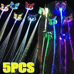 1-5PCS Colorful Butterfly Light Braids Glowing Flash LED Hair Braid Clip Haripin Wigs Ligth Up Party Christmas Hair Accessories