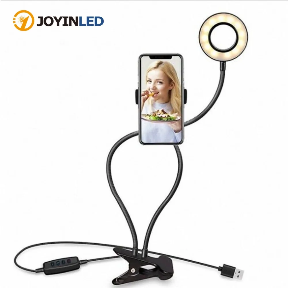 

JOYINLED Selfie Ring Light with Cell Phone Holder Stand Bracket for Video Conference Live Stream Makeup Dimmable LED Circle