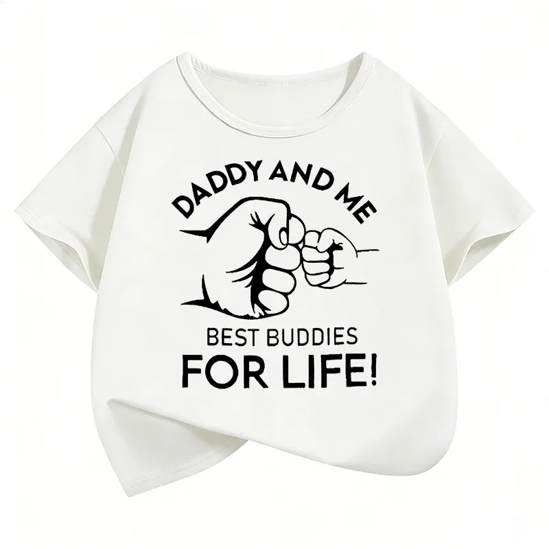 Kids' 'Daddy And Me Best Buddies for Life' T-Shirt Casual Letter Print Top Tee for Boys And Girls Summer Spring Wear