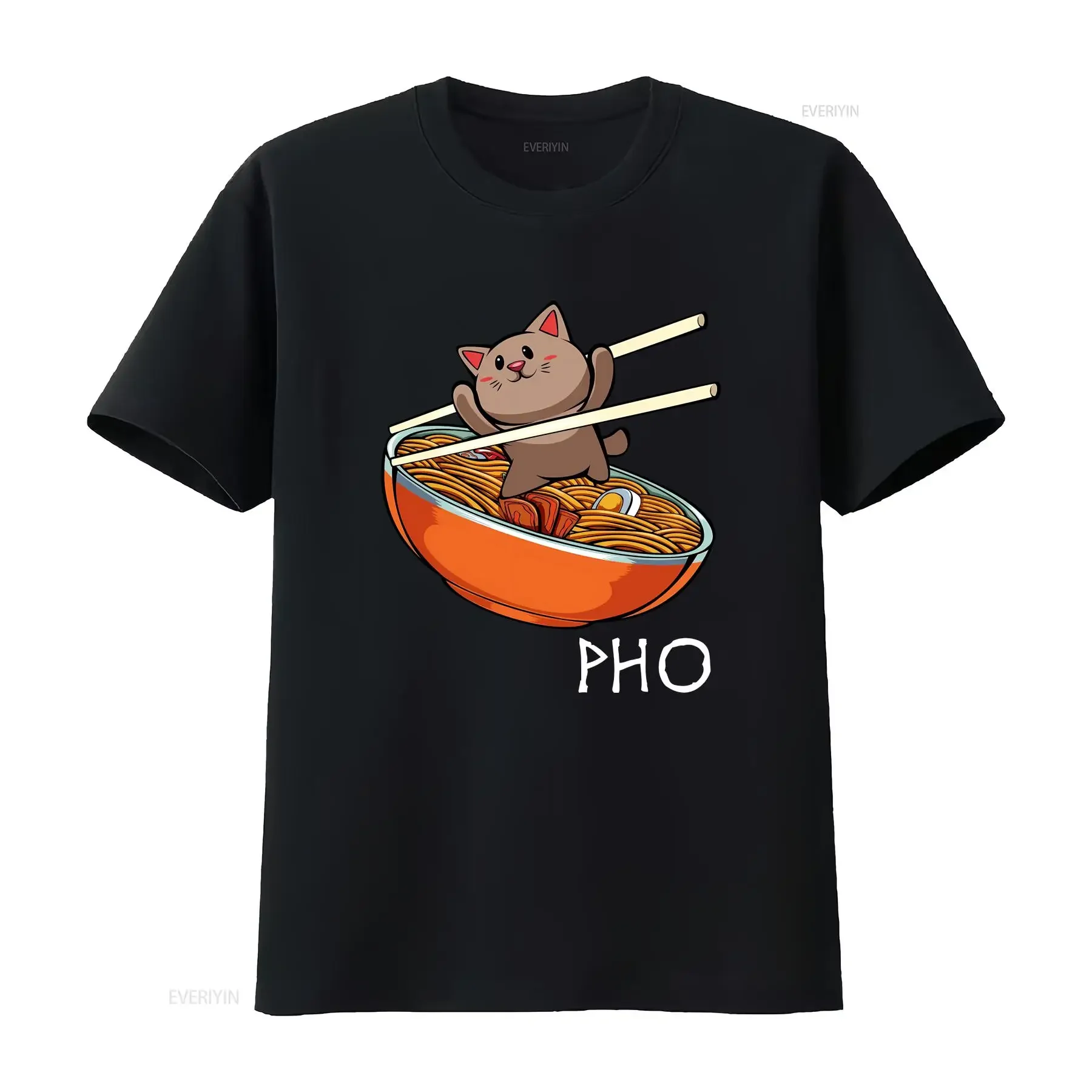Cute Cat Pho Foodie Noodle Feline Love Best Apparel for Lover T Shirt Parents Kitten SweaT  vintage Washed Casual Stylish