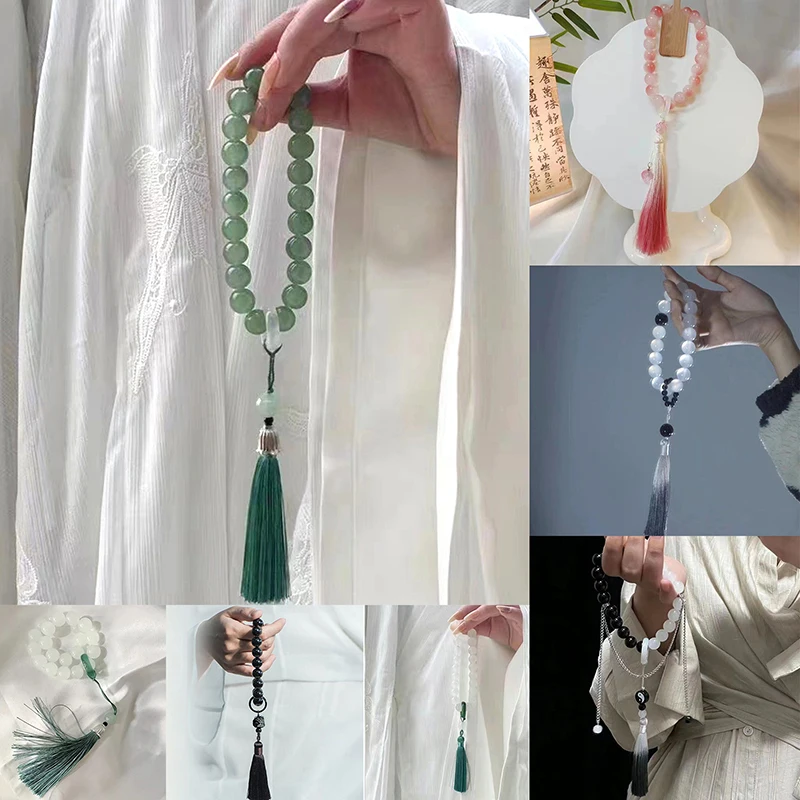 

12mm Tassel Bracelet Ancient Style Hand Twisted Beads Bead Chain Buddhist Tibetan Rosary Pendants Jewelry Gift