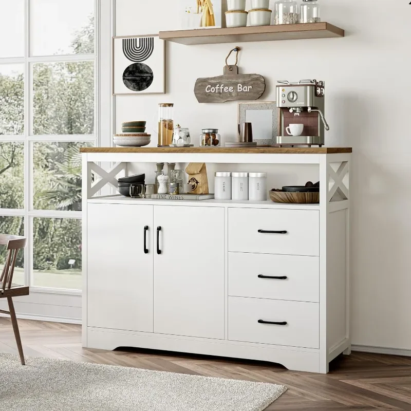 Armoire de rangement en bois avec étagères, buffet de ferme moderne, armoire de rangement pour planche de cuisine, bars à café avec rangement