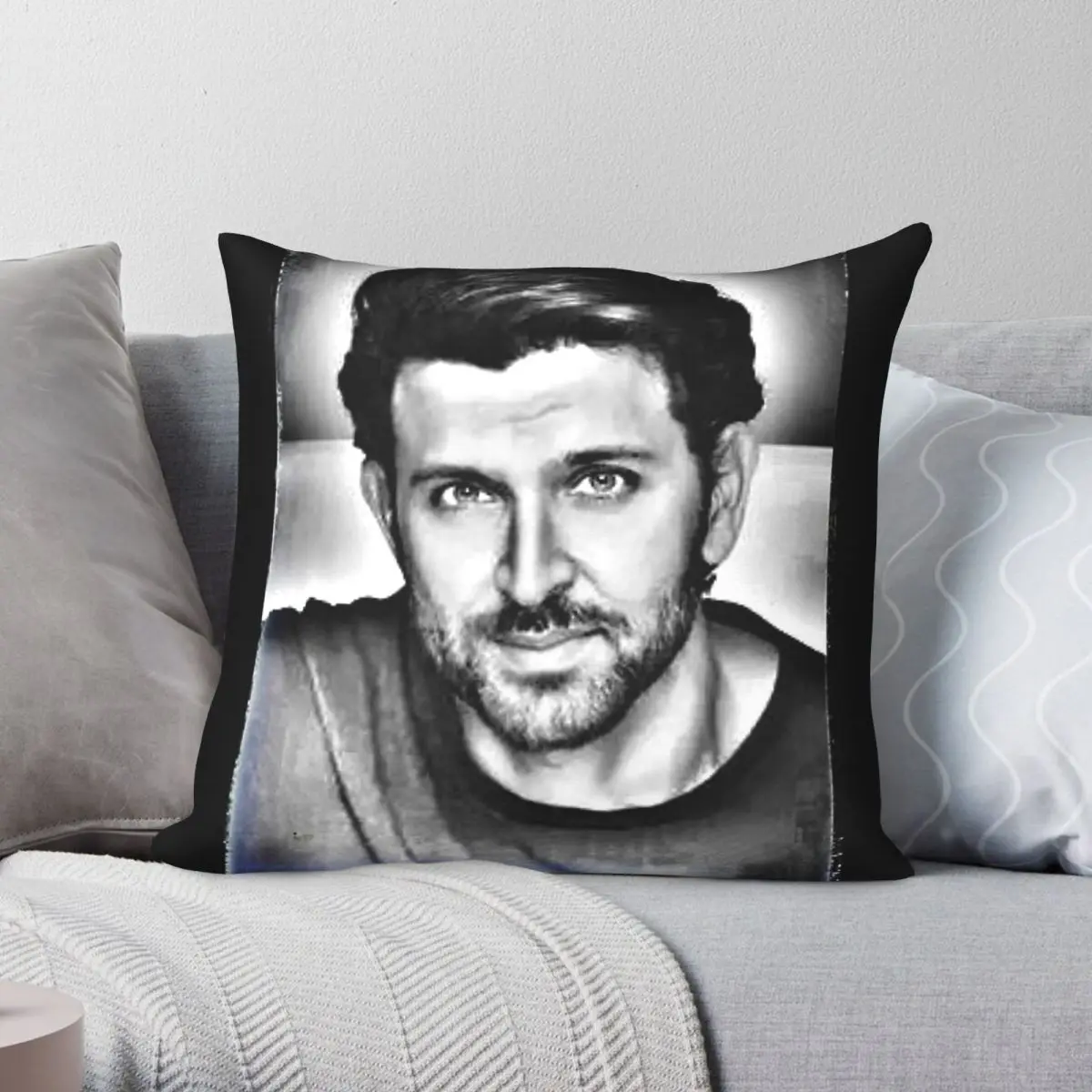 Hrithik Roshan Actor Square Pillowcase Polyester Linen Velvet Pattern Zip Decor Home Cushion Cover