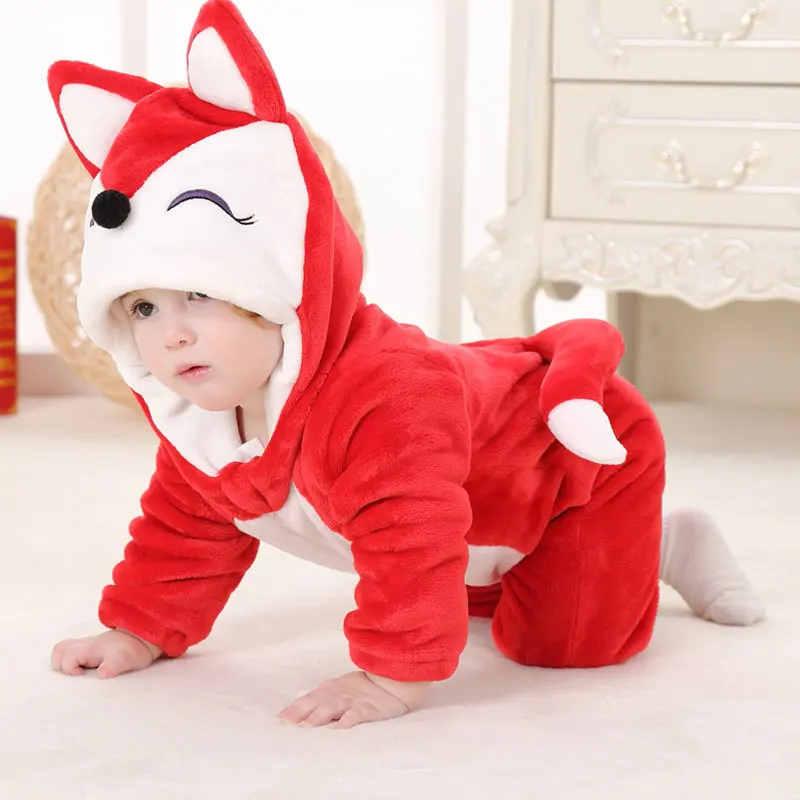 

Red Fox Baby Girl Romper Flannel Baby Boy Overall Infant Toddler Halloween Costume Newborn Baby Clothes for 0-24 Month RL2-Q