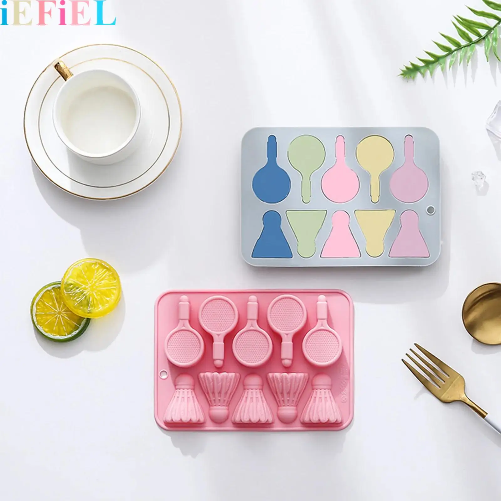 

10Cavity Badminton-themed Silicone Baking Molds for Diy Chocolate Candy Cake Pudding