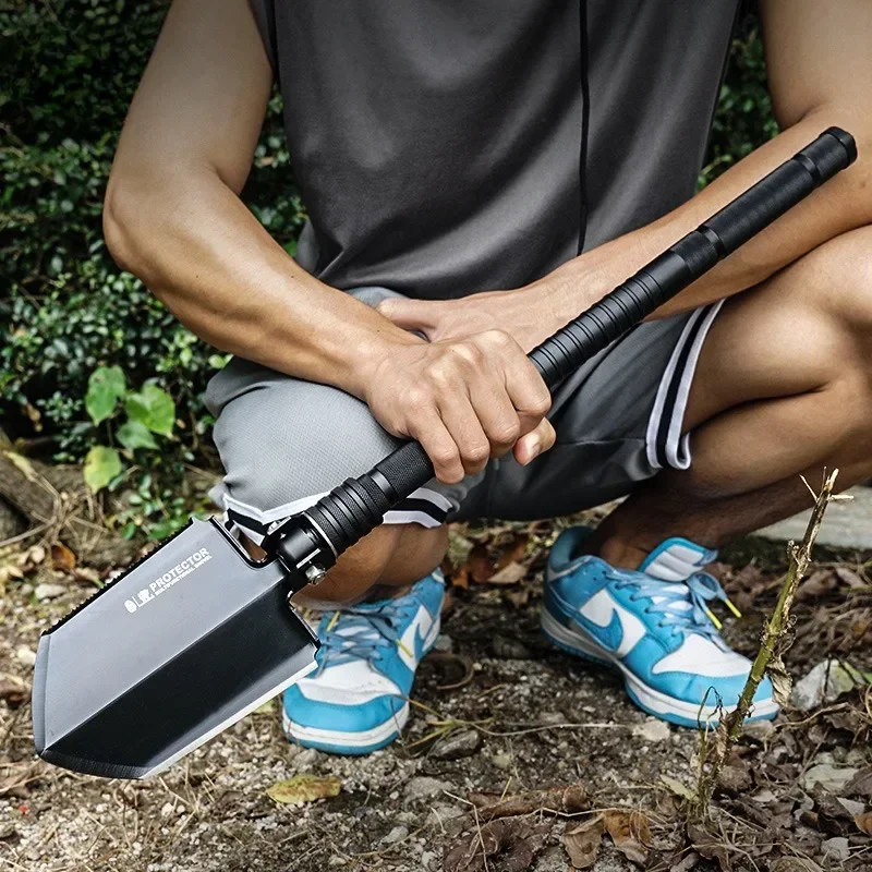 

Manganese Steel Outdoors Multifunction Shovel Camping Portable Folding Outdoor Tools Detachable Non-slip Handle Camping Tools
