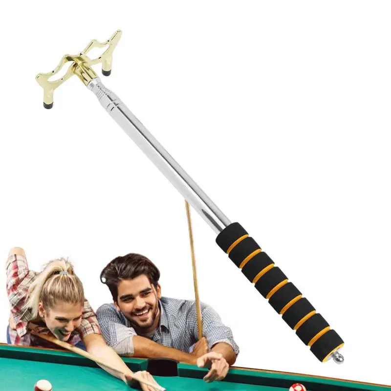 Pool Bridge Stick Metal Anti-slip Retractable Pool Table Bridge Pole Removable Bridge Head Stainless Pool Table Game Cue Rest