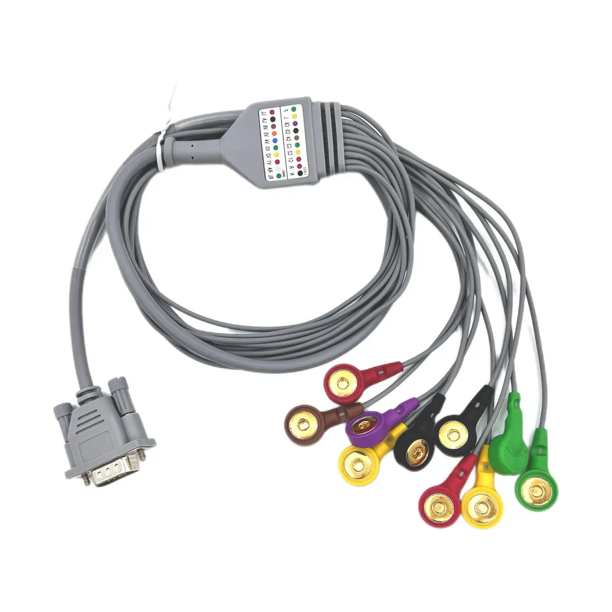 10-Lead Snap 15-Pin ECG Cable - Adult TPU - for Multi-Parameter Patient Monitor - CE - Model ZH0028