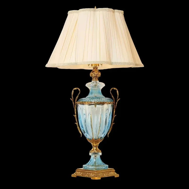 Villa Hotel Living Room Bedside Indoor Decorative Desk Light Crystal Brass Table Lamps