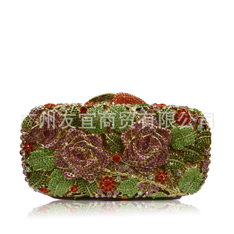 

Rhinestone Clutch Evening Bridal Bag Rose Diamond Dinner Luxury Evening Purse For Women Party Gathering Bolsas Marcas Originales