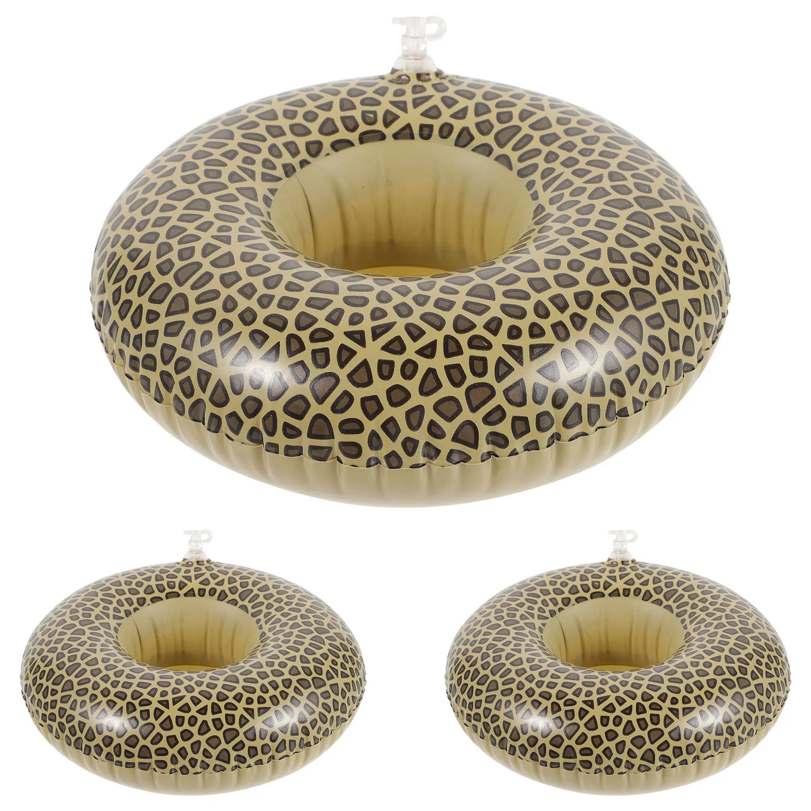 Soportes de cerveza con estampado de leopardo de PVC, flotadores inflables para vasos de agua, ligeros y duraderos, para Fiesta EN LA Piscina, 3 uds.