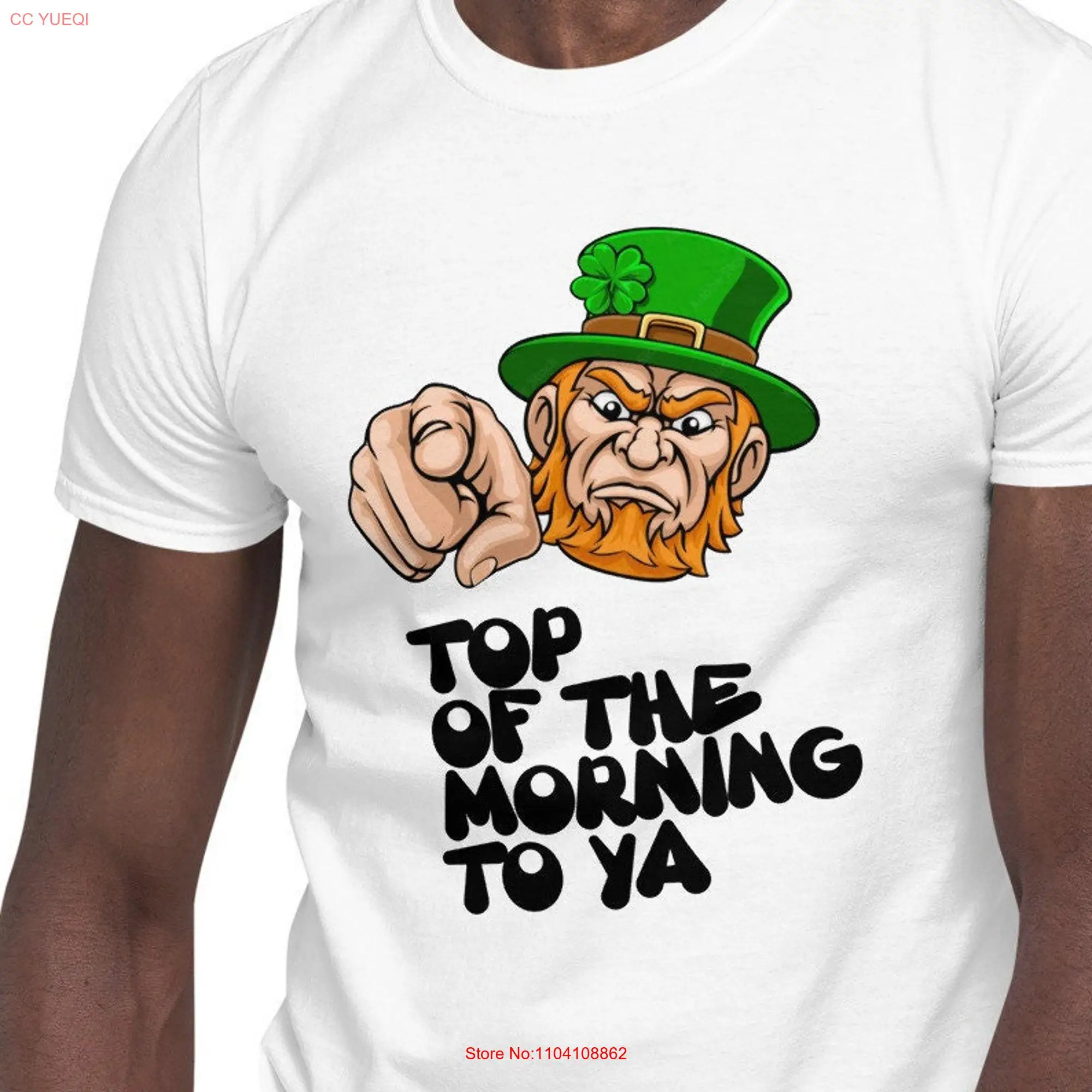 Top Of The Morning To Ya Ireland Leprachaun  T Shirt long or short sleeves