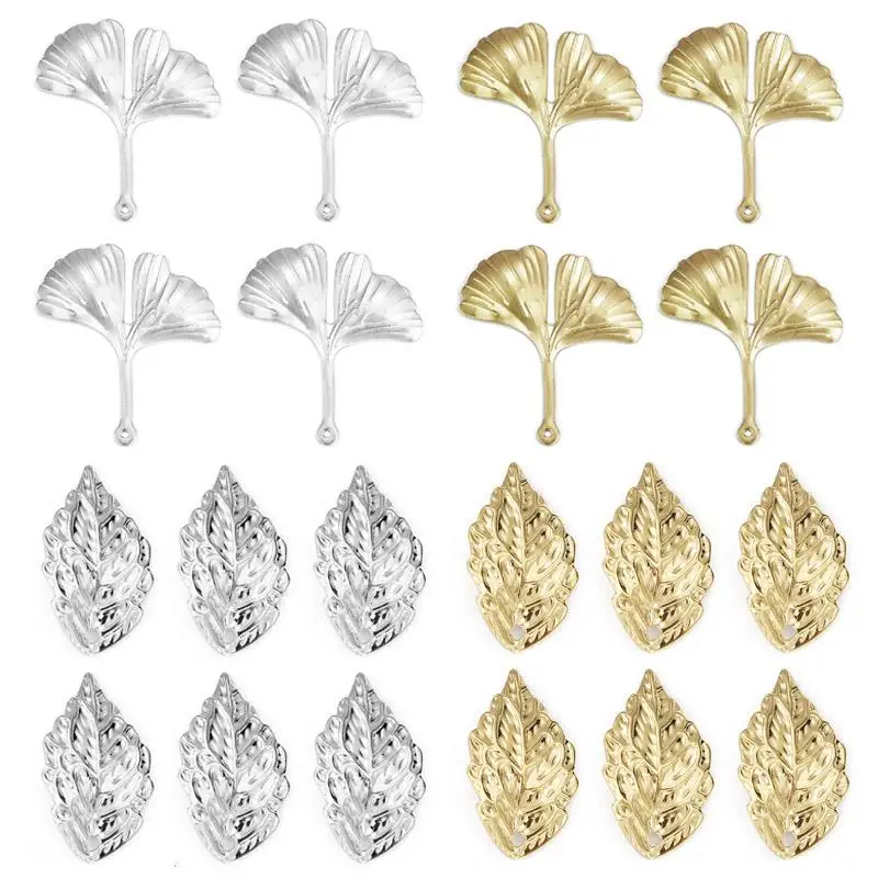 

10pcs/lot Stainless Steel Gold Color Pendant Ginkgo Leaf Charms Findings DIY Earring Bracelet Necklace Jewelry Making Supplies