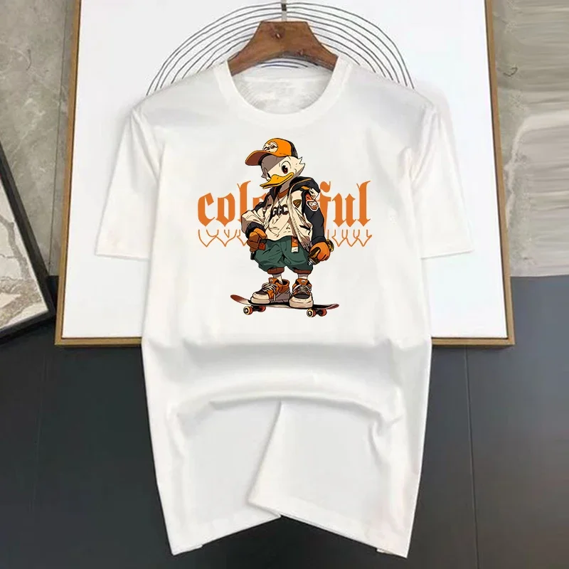 Fashionable Duck Print Summer High Quality T-shirt Men Women Cotton Short Sleeve Casual Fashion Tees Oversized Streetwear