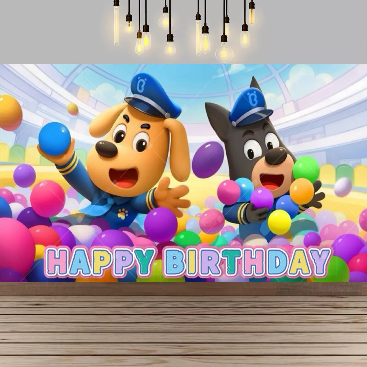 لطيف الاطفال سلامة الرسوم المتحركة لابرادور الكلب الطرف الديكور خلفية شريف الكلب موضوع حفلة عيد ميلاد لوازم الديكور راية